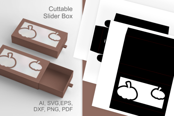 2 Pumpkins in Wide Cutout - Drawer Box: A Fall 3D SVG Design