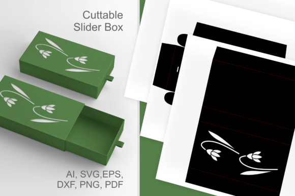 2 Snowdrops Slive and Drawer Favor Box: A 3D SVG for Gift Boxes