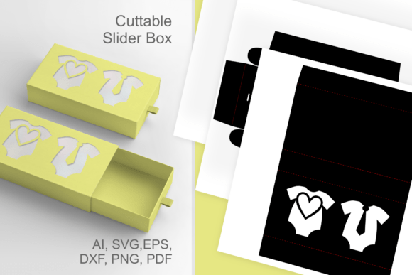 Baby Shower 3D SVG Slive N Drawer Favor Box