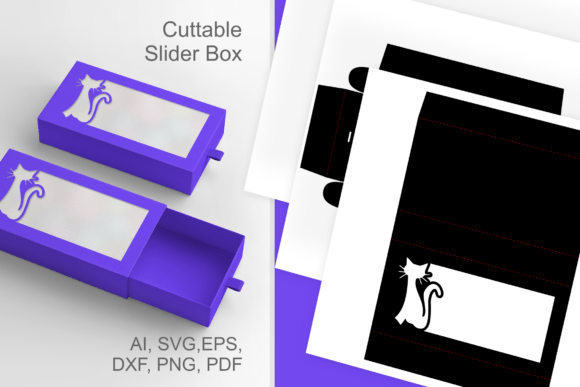 Cat in Wide Window - Drawer Favor Box: A Halloween 3D SVG Delight