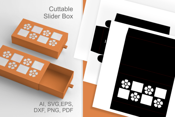 Checks N Primroses Slive N Drawer Box: A 3D SVG for Elegant Branding