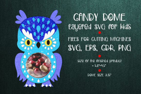 Cute Owl Candy Dome Template: A Charming 3D SVG Shapes Asset