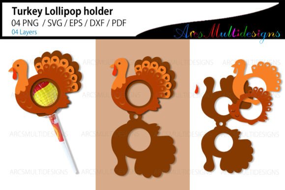 Cute Thanksgiving 3D SVG Turkey Lollipop Holder