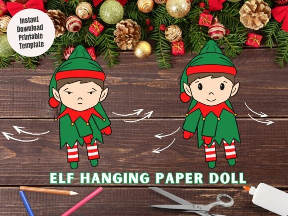 Elf Hanging Paper Doll Craft: A Charming 3D SVG for Christmas