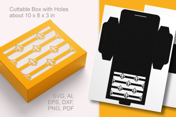 Fleur De Lis N Stripes 3D SVG Gift Boxes