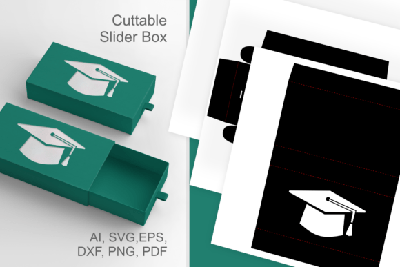 Graduation 3D SVG: Hat Window Drawer Favor Box
