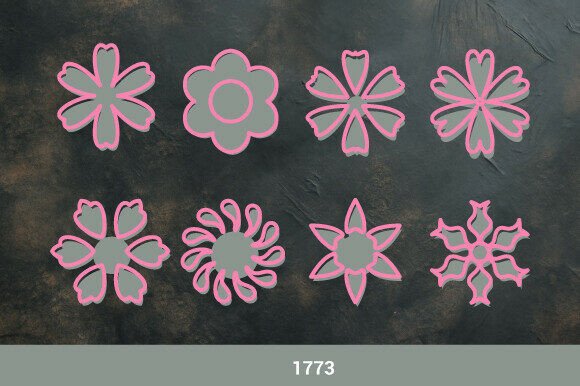 Outline Layered Flowers Decor Topper1773: A 3D SVG Floral Gem