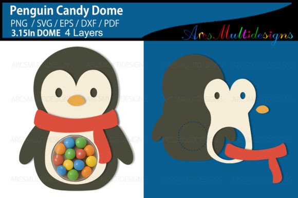 Penguin Candy Dome SVG: 3D Kids Crafts Asset