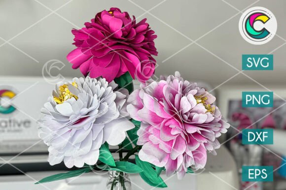 Peony Paper Flower 3D SVG for Elegant Branding