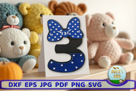 Polka-dot Number 3: A Charming 3D SVG for Birthday Content