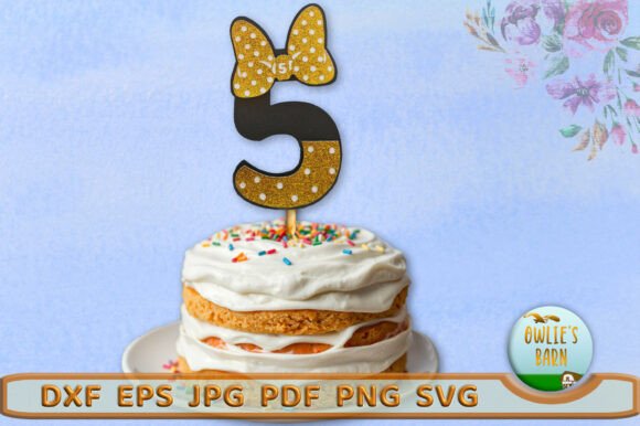 Polka-dot Number 5: A Charming 3D SVG for Birthday Designs