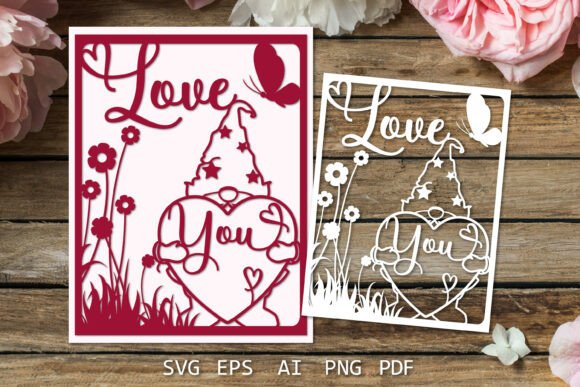 Review: Gnome Card Design, Love You 3D SVG for Greeting Cards